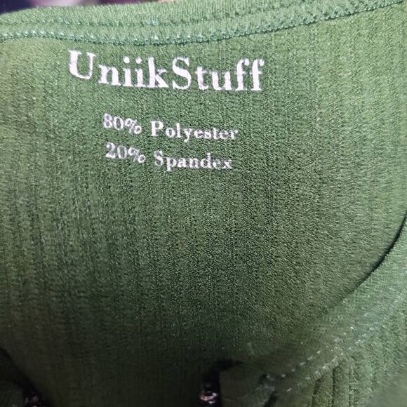 UNIIKSTUFF GREEN cutout ribbed bodysuit NWOT M/L stretchy - Picture 3 of 6